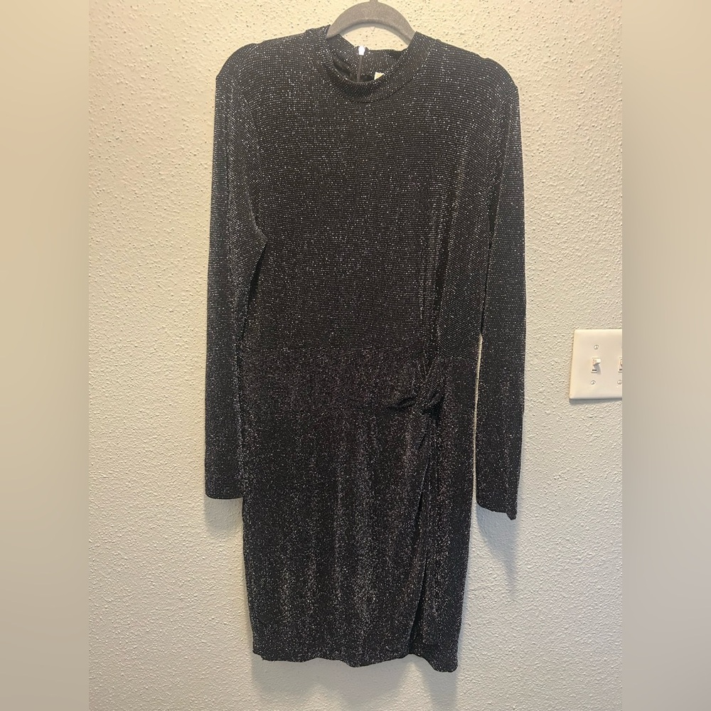 Michael Kors Black Sparkle Long Sleeve Dress